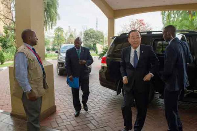 In Rwanda, Ban meets with African leaders on situation in South Sudan