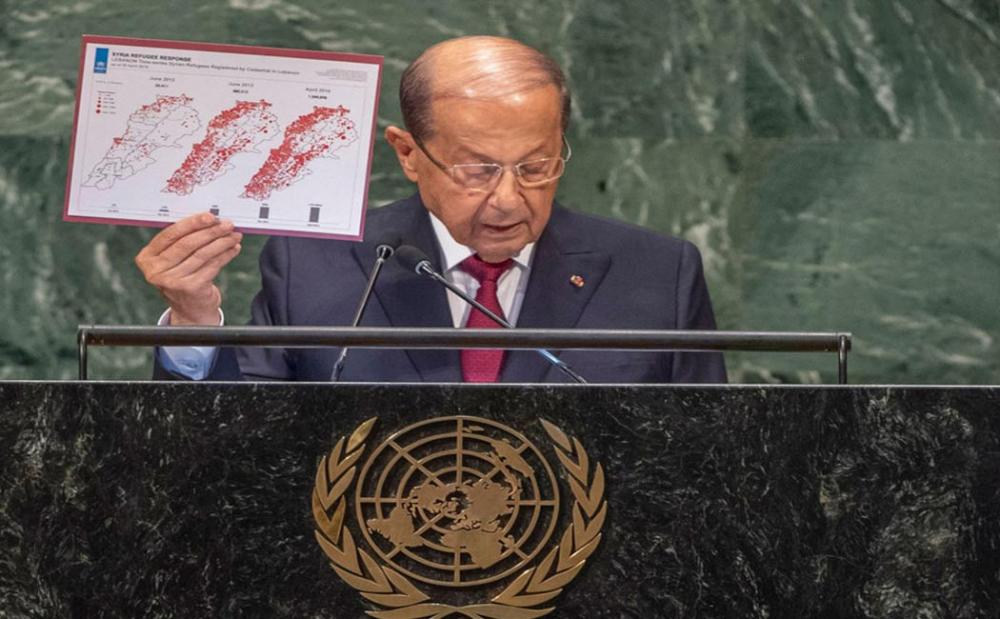 Lebanon’s President says country is working towards stability, but weighed down by ‘neighborhood crises’