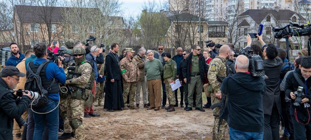 Guterres in Ukraine: War is &lsquo;evil&rsquo; and unacceptable, calls for justice