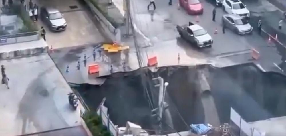 Massive sinkhole created after road collapses in Bangkok, video goes viral