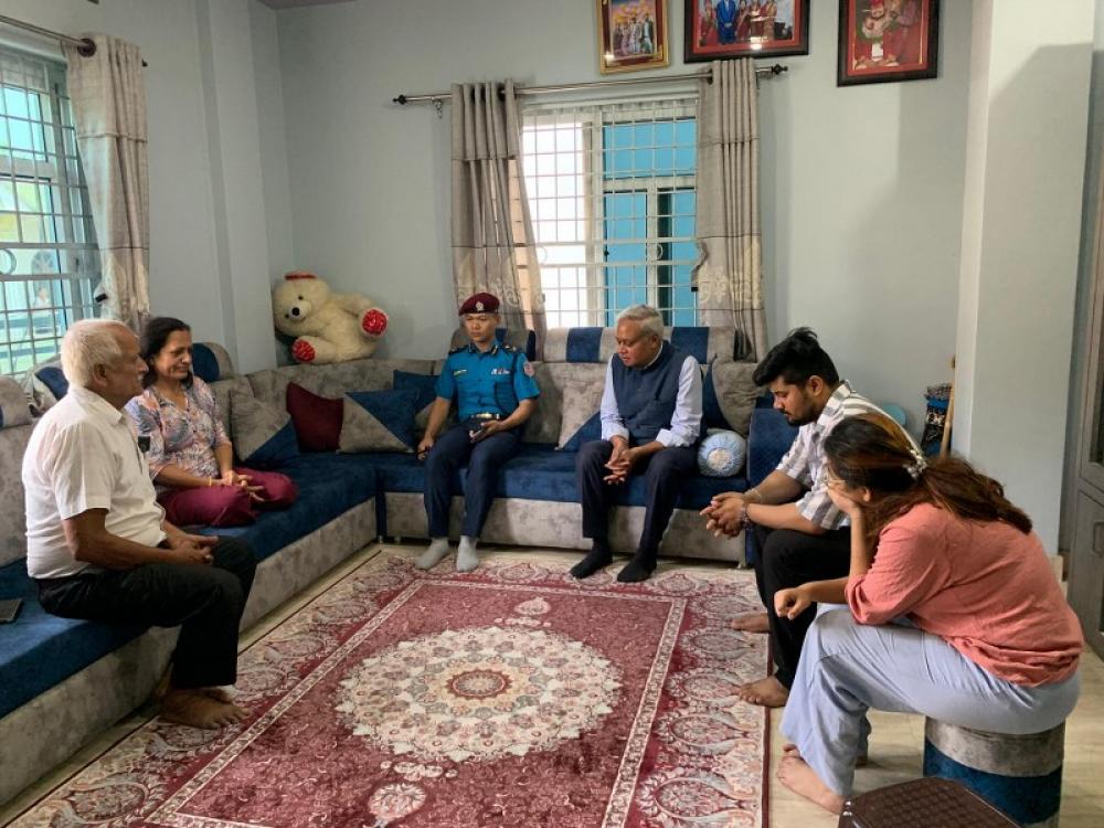 Indian envoy to Nepal meets family members of Kashmir terror attack victim Sudeep Neupane