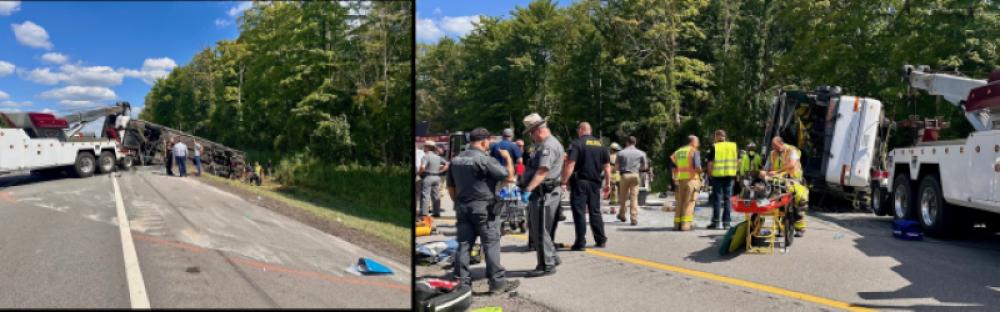 Five tourists die after New York-bound bus carrying 54 passengers crashes