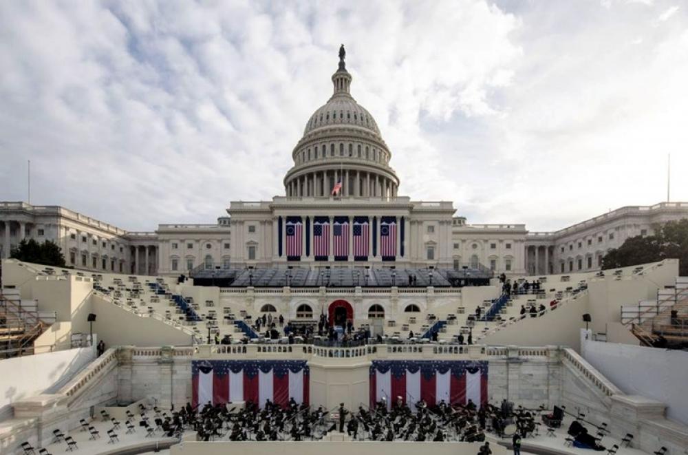 View of West Front of the US Capitol where new US President Biden will take oath