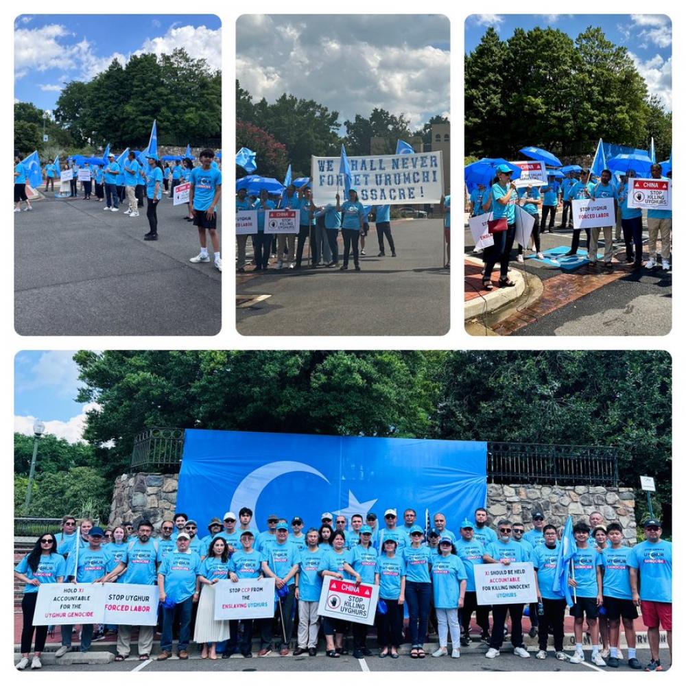 Urumqi Massacre anniversary: Uyghur community members demonstrate outside Chinese Embassy in Washington DC